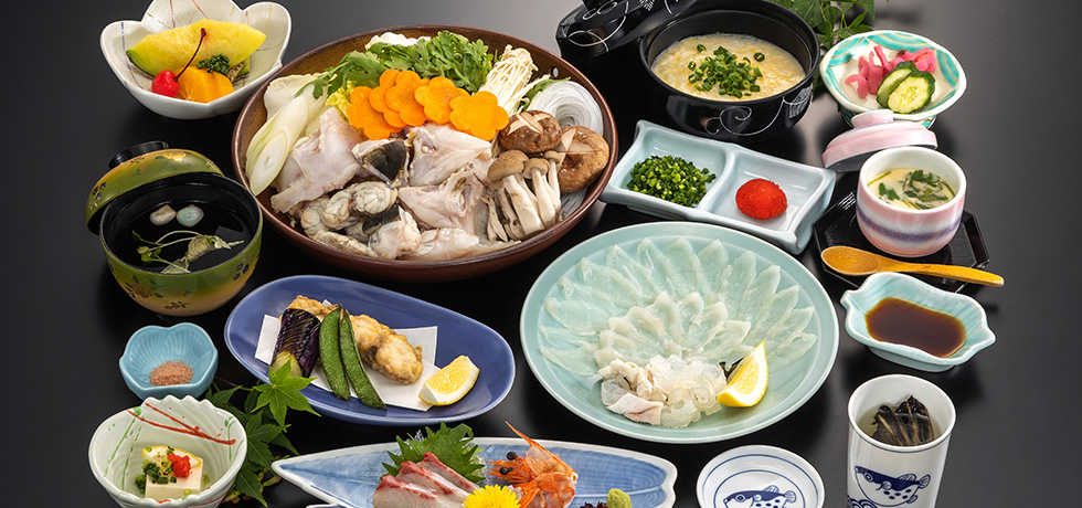 国産とらふぐ刺しを存分に味わうふぐ会席